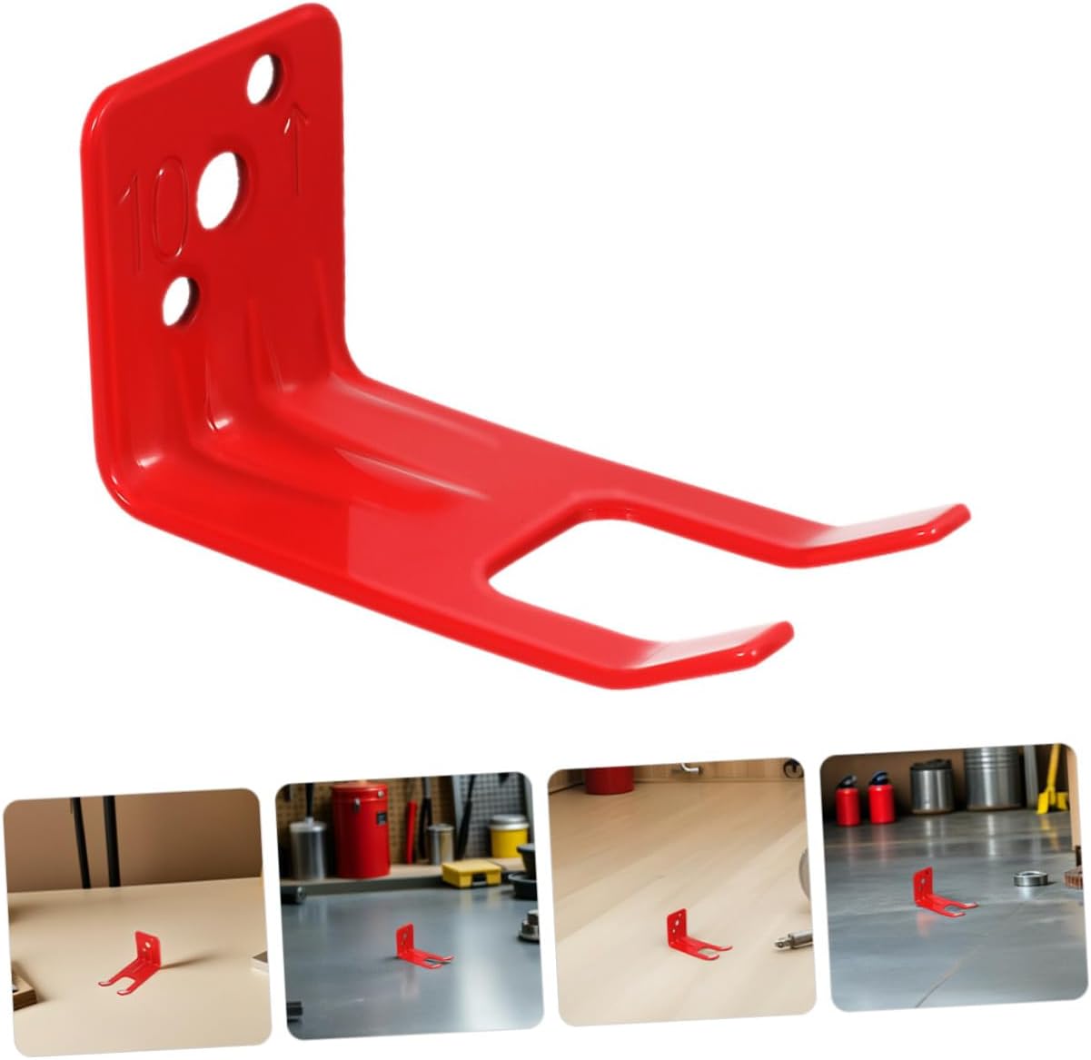 Red Metal Fire Extinguisher Wall Mount Bracket with Screws Heavy-Duty Holder for Home Kitchen Classroom Stable Secure Fit Space-Saving Design Enhanced Visibility Adaptable
