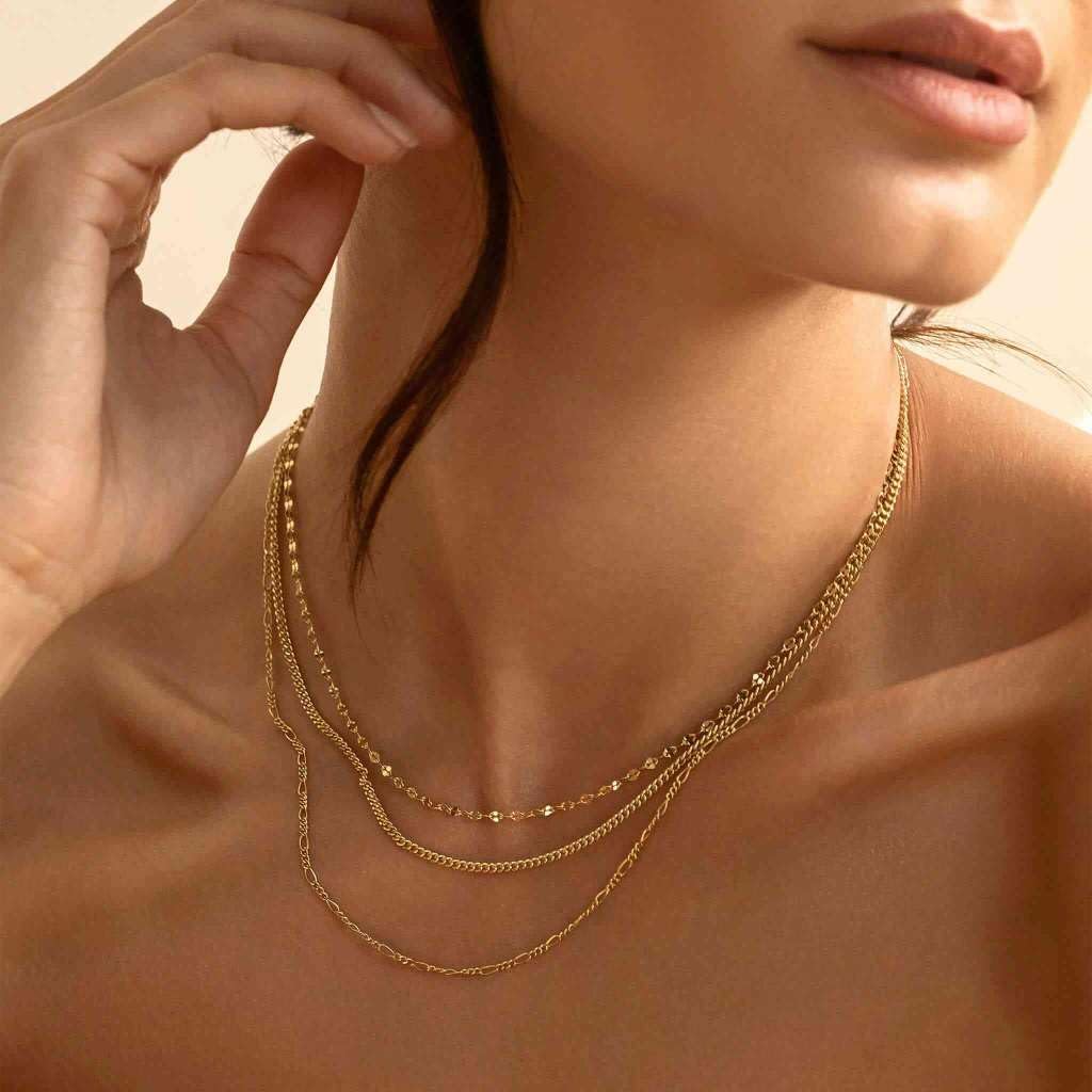 Krfy 14K Gold Plated Chain Necklace for Women Trendy - 925 Sterling Silver Clasp Dainty Choker Necklace 14/16/18/20 inch Thin Simple Box Figaro Chain Herringbone Necklace Jewelry for Women - Image 5