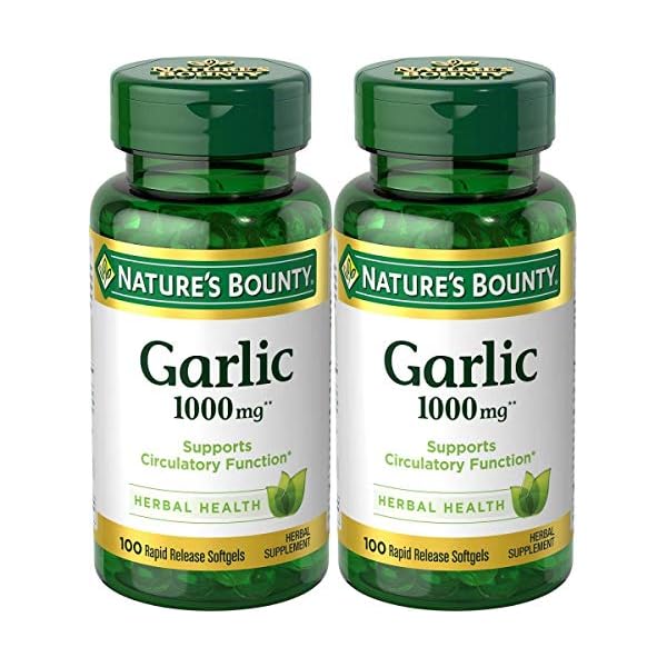 Nature's Bounty Garlic Extract 1000 mg Softgels for Cardiovascular Support,100 ea (Pack of 2)