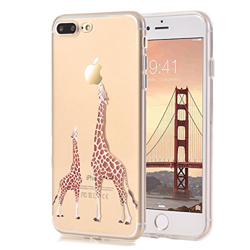 iPhone 7 Plus Case,iPhone 8 Plus Case, LUOLNH [New Creative Design] Flexible Soft TPU Silicone Gel Soft Clear Phone Case Cover for iPhone 7 Plus/iPhone 8 Plus(2 Giraffe)