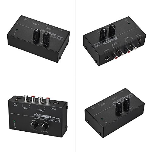 Muslady Ultra-compact Phono Preamp Preamplifier with Level & Volume Controls RCA Input & Output 1/4" TRS Output Interfaces
