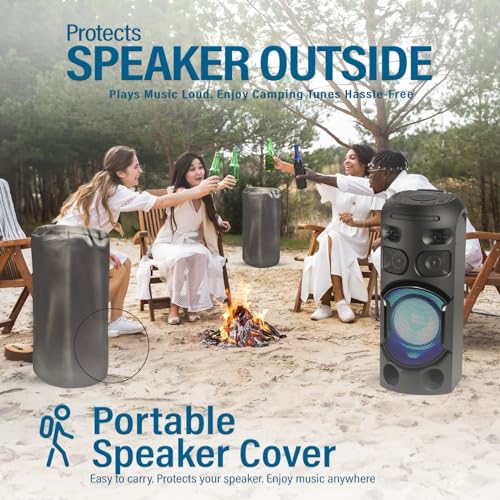 Image of Autofact Premium Dust Cover for Party Speakers upto Dimesnions 36-inch Height & 16-inch Diameter , Ideal for Sony MHC V73D, JBL, Boat & More - Keep Your Audio Gear Clean and Dust-Free (Grey)