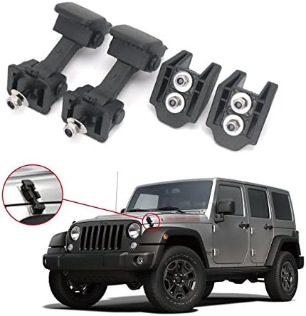 Deep Touch 1 Pair Hood Lock Latches Catch Locking Kit for Jeep Wrangler JK 2007-2016 Black