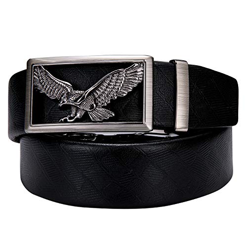 Image of Dubulle Designer Men's Belts, Ratchet Leather Sliding Buckle Dress Belt | 1 3 /8 inch(3.5cm) Genuine Leather Adjustable Strap, Automatic Ratcheting Buckles, Gift‑Boxed, Trim to Fit, for Business Casual