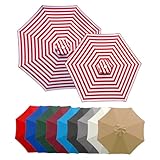 Sonnenschirm Ersatzbezug 2.0-4.0m 6/8 Streben, UV-Schutz Ampelschirm Bezug, Wasserdicht Schirmbezug Sonnenschirm Ersatzteile Für Balkon, Garten, Pool Und Strand(Red-White,(8Rib)3.5m/11.4ft)