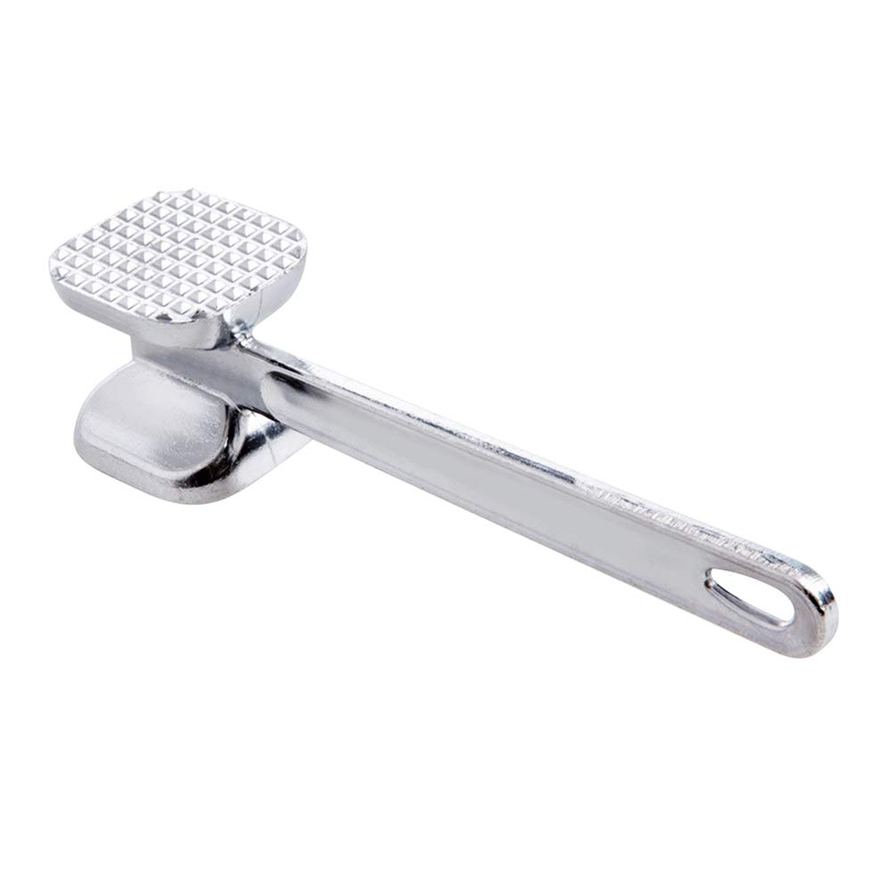 Yardwe YARDWESmall Steel Meat Tenderiser Meat Hammer Heavy Duty Double Sided Steak Hammer for Tenderizing Steak Beef Chicken (Silver)