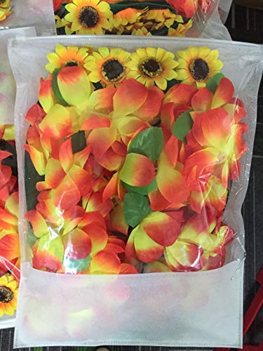 KEFAN Leaf Hula Skirt and Hawaiian Leis Set Grass Skirt with Artificial Hibiscus Flowers for Hula Costume Party (A)