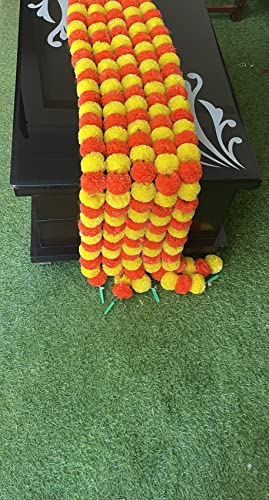 SPHINX-Artificial-Marigold-Fluffy-Flowers-Garlands-for-Decoration-Yellow-Dark-Orange-5-Pieces