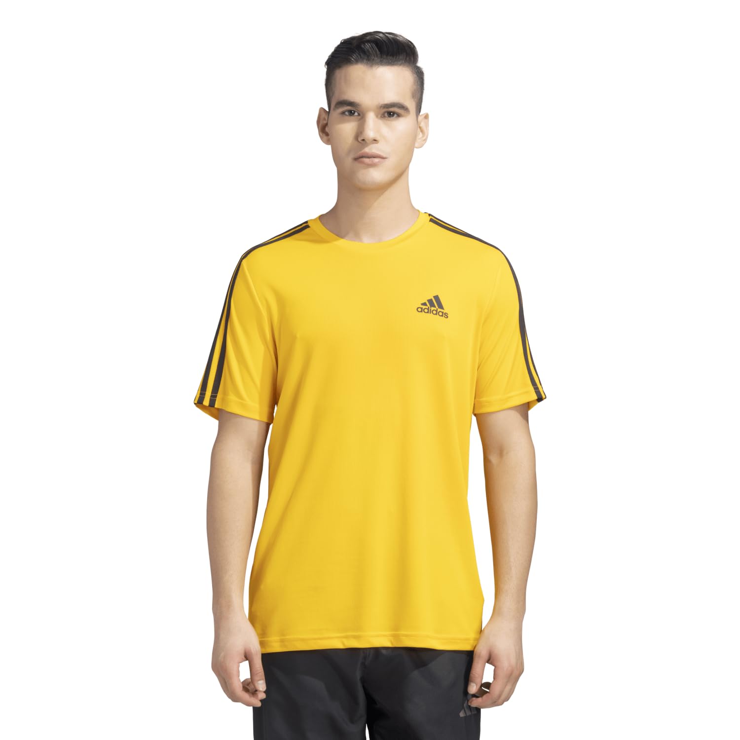 adidas Men Polyester Striped Fitted T-Shirt