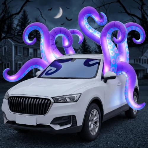 Joiedomi Halloween Inflatable Trunk or Treat Car Decorations 8 Octopus Tentacles Trunk Or Treat Inflatable Halloween Decor Outdoor Blow Ups with LEDs for Outdoor Car Decor