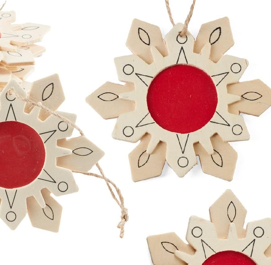Group of 24 Unfinished Wood Snowflake Frames by Factory Direct Craft - Photo Frame Ornaments with Jute Hanger for Craft Activities and DIY Projects