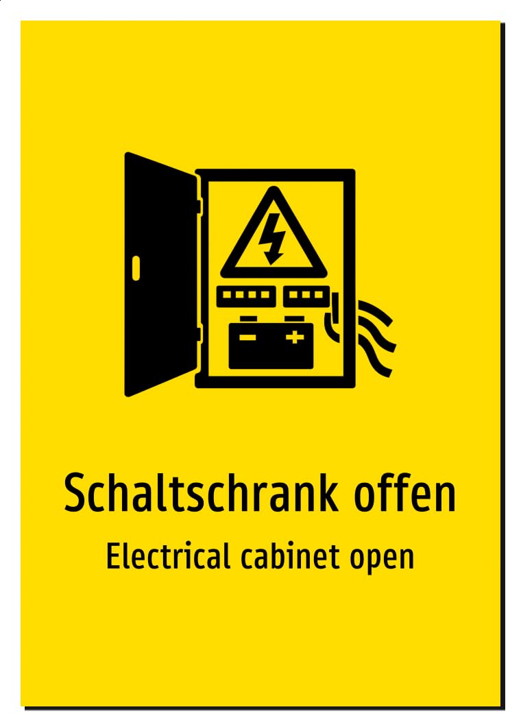 54499-DEEN-S-13 | Schaltschrank offen Schild Deutsch Englisch