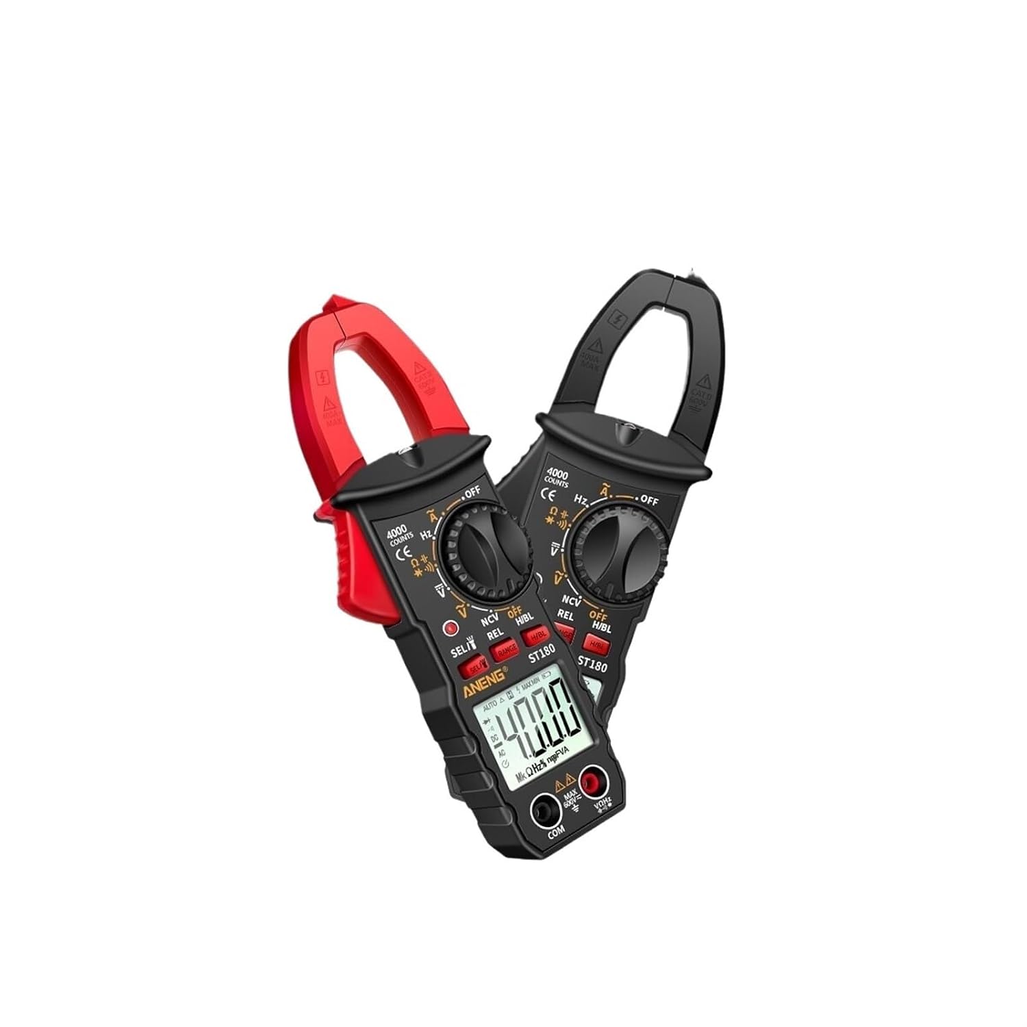 ST180 4000 Counts Digital Clamp Meter AC Current Multimeter Ammeter Voltage Tester(ST180 red)