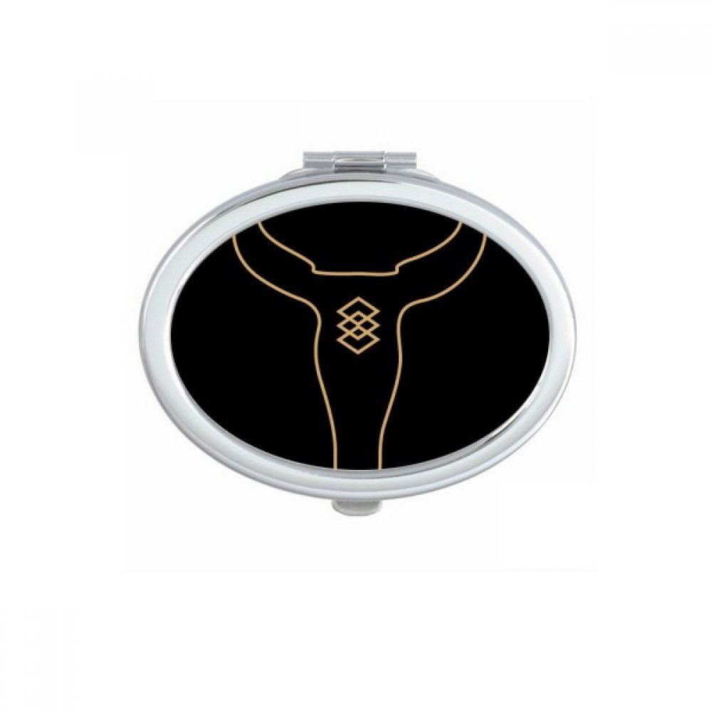 Miroir de poche portable ovale avec motif totem géométrie triangle DIYthinker