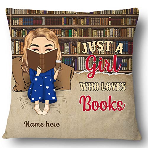 PrimeStore Personalized Girl & Books Library Pillow Customize Clothes...