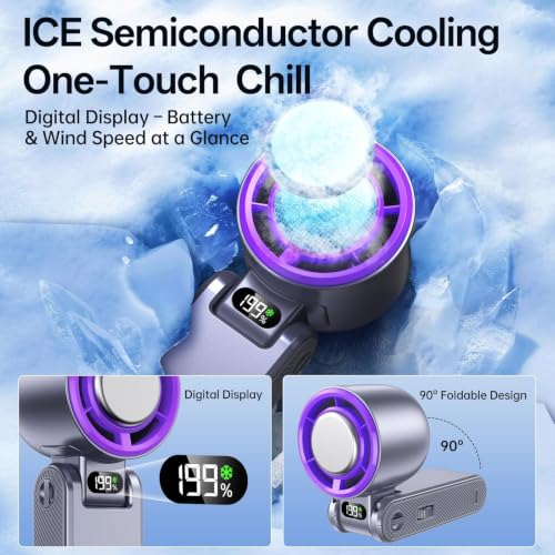 Image of Pro Handheld Portable fan with Turbo Cooling 5500mAh 199 Speeds | 20000 RPM Air Turbo Tech Portable Design Powerful Mini Personal Fan for Travel, Outdoor,Beach,Makeup, Summer
