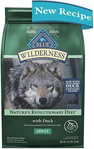 Blue Buffalo Wilderness High Protein Natural Adult Dry Dog Food Plus Wholesome Grains, Duck 4.5 lb Bag