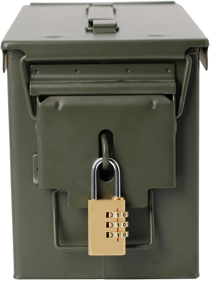 Metal can steel box Military safe long-term valuable storage hole lockable can