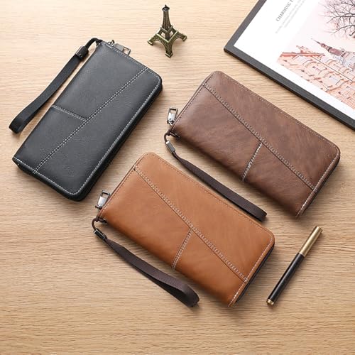 Men Wallets with Mobile Phone Storage Bag, Wallet for Men Removable Wrist Strap PU Leather Long Wallet for Money ID Credit Card Cash Name Card4