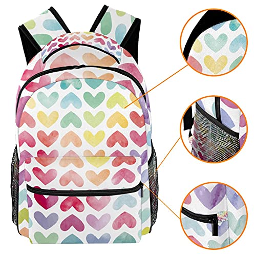 Sac à dos ordinateur portable multicolore à cœurs bleus grande capacité - 3