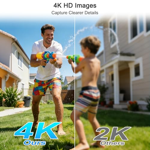 Abiso 4K Solar Security Camera Outdoor Wireless, 5GHz/2.4GHz WiFi 360° PTZ Cameras for Home Security with Dual Lens, PIR Motion Detection, Auto Tracking, Siren, Color Night Vision, 2-Way Audio, IP66 - Image 4