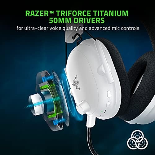 Razer BlackShark V2 Pro - Wireless Premium Esports Gaming Headset (Wireless Headphones with 50mm Drivers, Noise Cancellation for PC, Mac, PS4, Xbox One & Switch) White