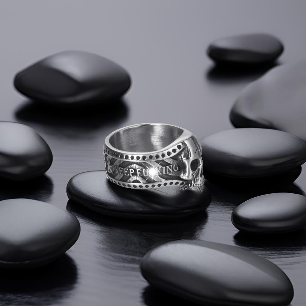 Vintage Ring Stainless Steel Gothic Skull Rings for Men Boy Band Silver Skeleton Cocktail Party Biker Ring Size 8-13 - Image 3