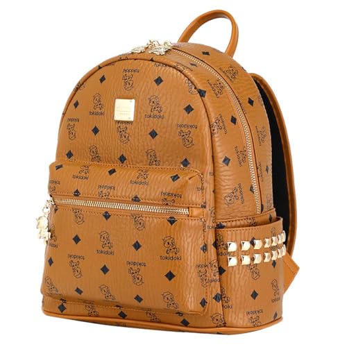 tokidoki Mini mochila feminina de couro PU, mochila pequena elegante com vários compartimentos, bolsa de viagem resistente à água