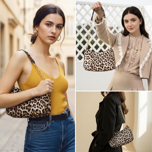 Bolso de hombro estampado leopardo para mujer pequeño miniatura 2
