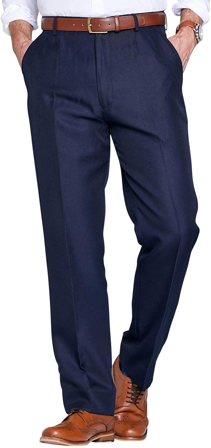 Chums| Men's | Stretch Waist Formal Smart Work Trousers | Hidden Elasticated Waist | Smart Work Pants |