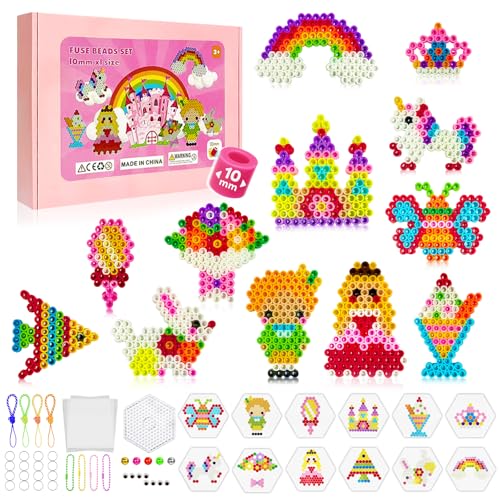Aurinovellia 12000 Piezas Cuentas Para Planchar de 10 mm, Juego de Cuentas Para Planchar, XL Fuse Beads Kit 16 Colores con 12 Patrones y Accesorios, DIY Manualidad Regalo para Niños Cumpleaños Navidad