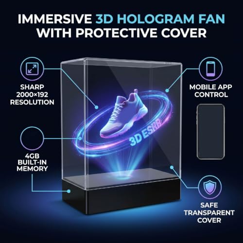 Ventilador holográfico 3D Fockety con proyector a prueba de polvo 5