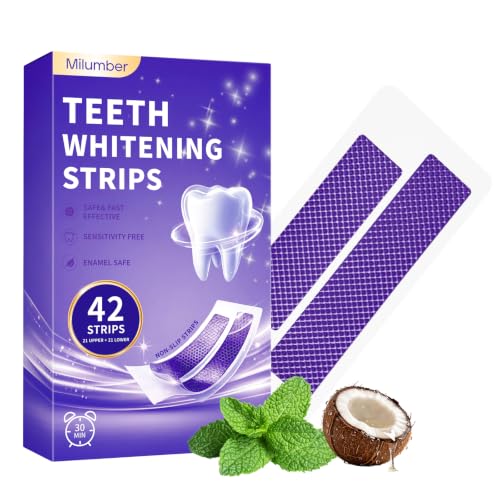 Image of Teeth Whitening Strips for Sensitive, 42 Strips(21 Uses) , Coconut