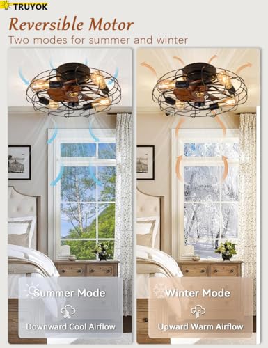 Deckenventilator mit Lampe Truyok im Retro-Stil für Wohnräume
