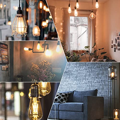 Image of Jensense Edison Bulbs E26 LED Bulb 60 Watt Equivalent, Vintage LED Light Bulbs CRI90+ ST19, Dimmable Clear Light Bulbs (2700k Warm White, 7watt-4 Pack)