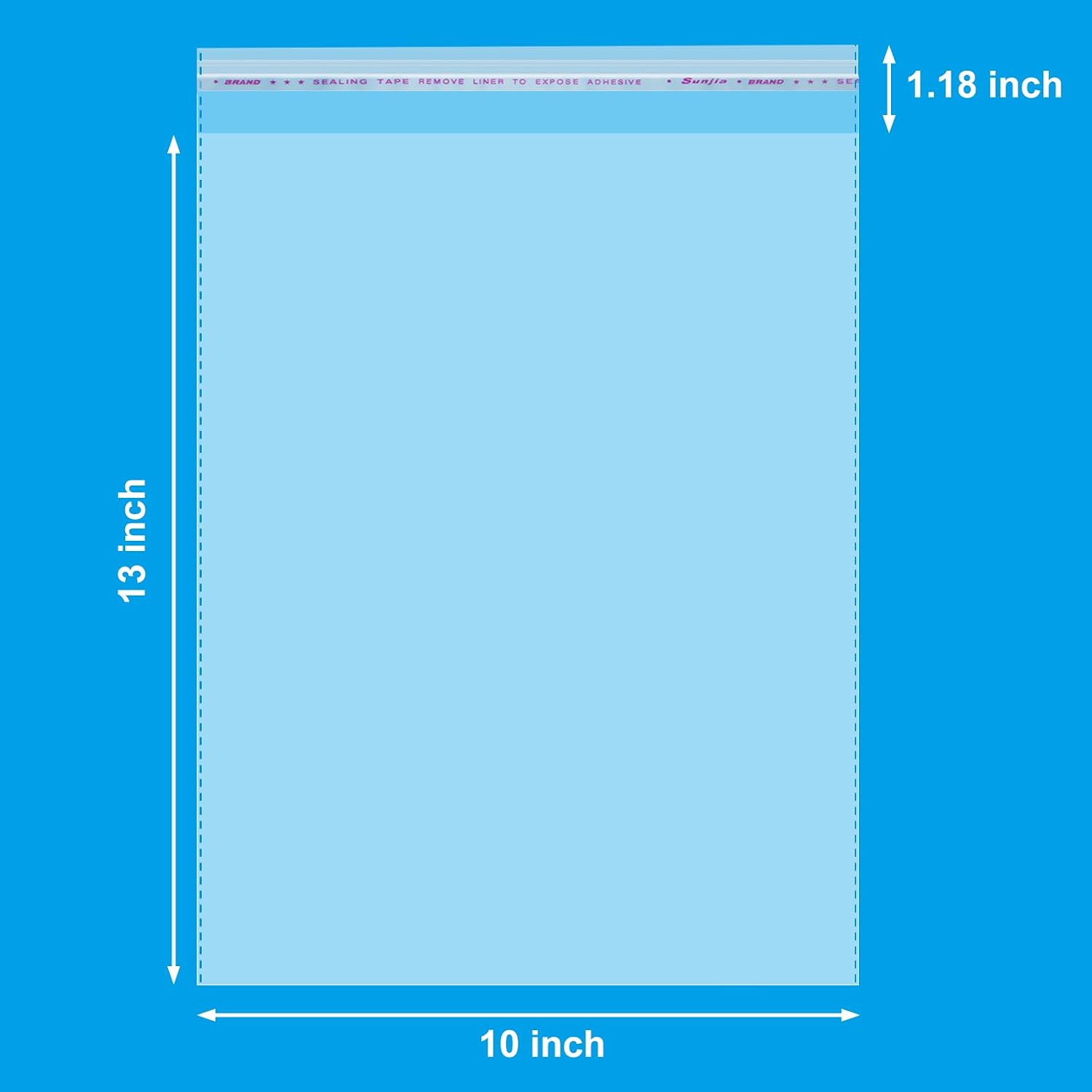 120 Count 10"x13" Clear Self Sealing Cellophane Bags image 2