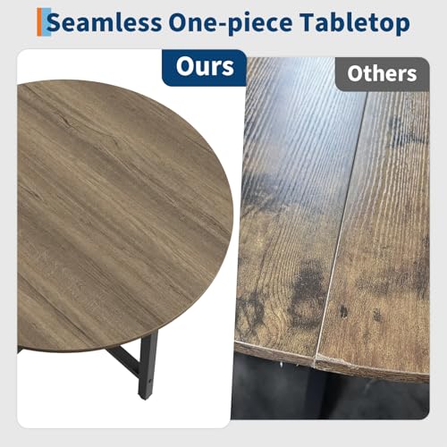 Image of IDEALHOUSE 31.5 Inch Round Dining Table for 2-4, Small Kitchen Dining Room Table for Space Saving, Wood Circle Kitchen Table with Sturdy Metal Frame (No Chairs)