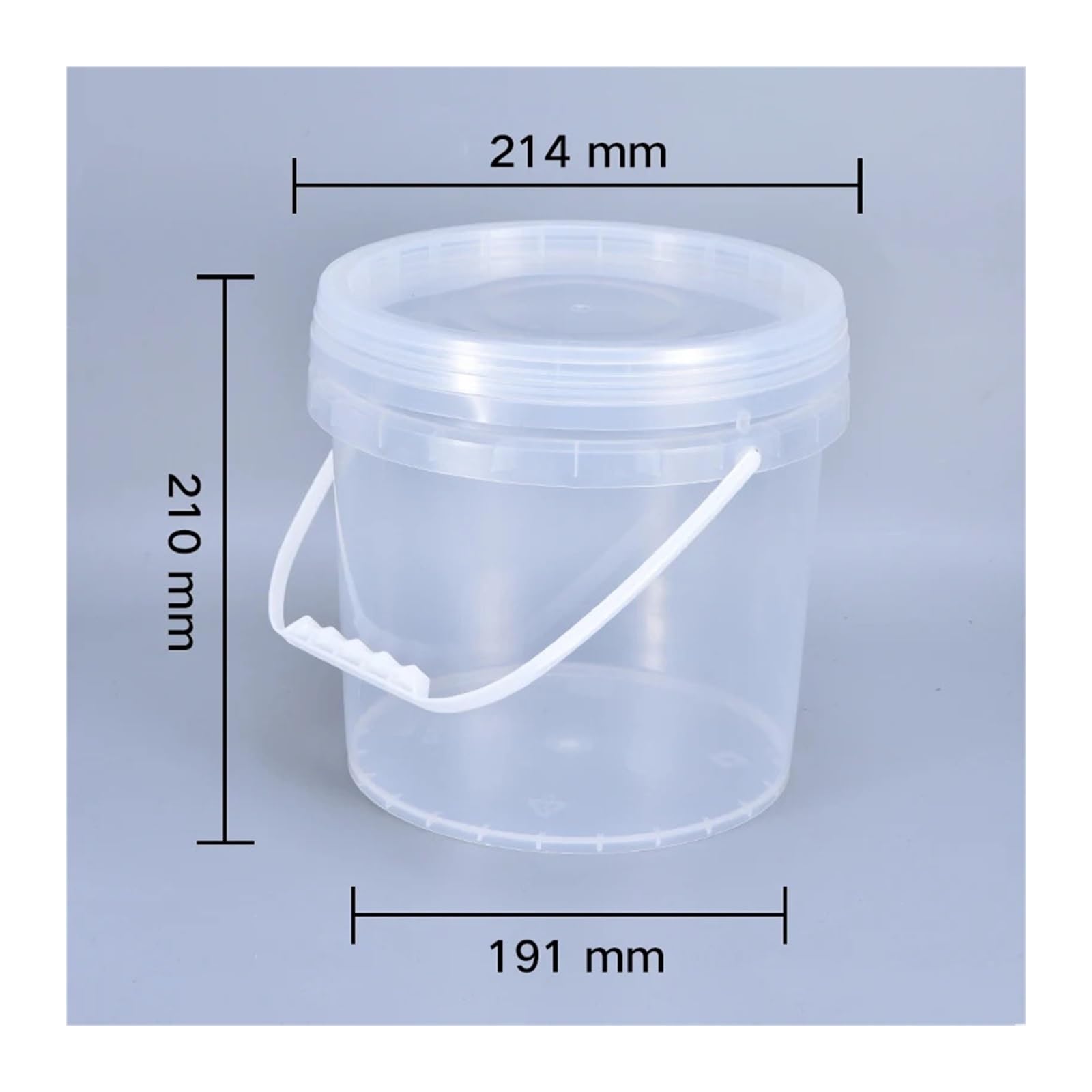 Cubos De Pintura De Plástico Cubo de plástico de 2 Piezas con asa y Tapa. | Contenedor de almacenamiento redondo hermético vacío de 5 litros(Clear)