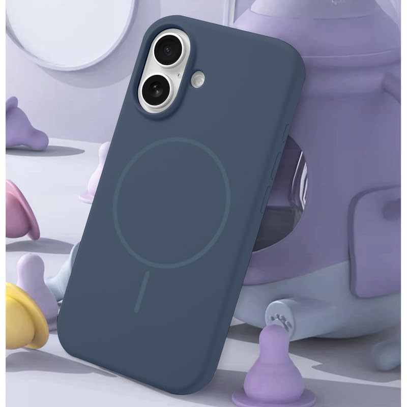 Image of LuxuryKase Silicone Magnetic Case for iPhone 16 Plus | Soft Microfiber Lining | MagSafe Support | Shockproof Protective Cover | Precise Cutouts | Slim Fit Design - Blue