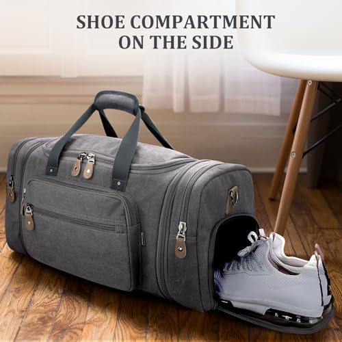 Image of Gonex Canvas Duffle Bag, Expandable 60L Travel Overnight Weekender Bag
