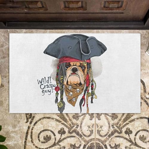 ���փ}�b�g �C���p�O�̃z�[���f�R���[�V�����V�z�j���M�t�g 50×80cm doormat Pirate Pug Home Decor Housewarming Gift