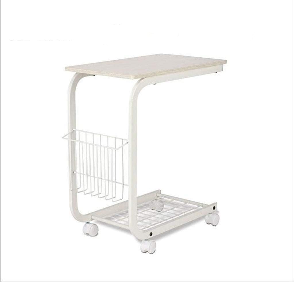 Small with Casters Mobile Notebook Computer Desk Presentation Cart Side Table StorageLazy Table Sofa Bedside Table Study Table Easy to Assemble Muti-Purpose，Black-50x30x60cm