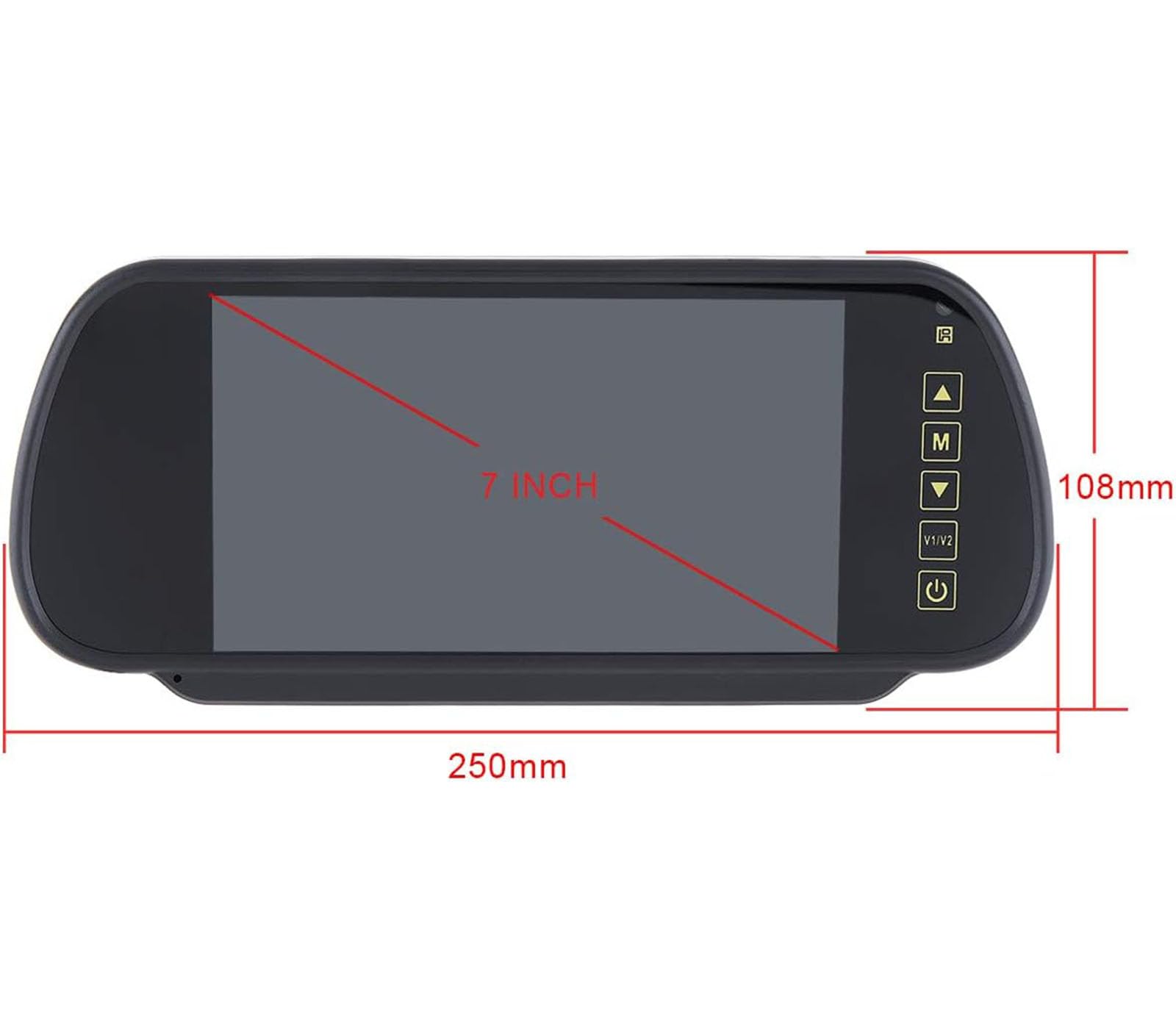 Yasta Specchietto Retrovisore 7" Pollici con Monitor HD per Retromarcia, Display LCD a Colori per Auto, Telecamera di Parcheggio per Camper, Furgone, Camion, SUV, Sistema di Assistenza al Parcheggio