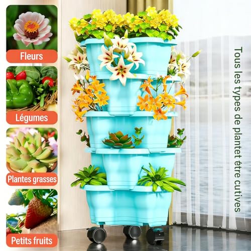 Pot de fleurs d'extérieur empilable pour aménager un balcon d'herbes fraîches - 3