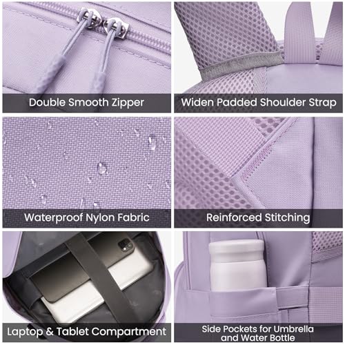 Image of YAMTION 17.3 Inch School Bag Laptop Backpack Teen for Girls Women, Aesthetic College Bookbag for Student,Purple