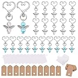 Zasvec 20 Piezas Llavero Ángel de la Guarda Llavero Estilo Ángel Bautizos Boda Llavero Regalos Boda para lnvitados con Bolsa de Organza y Etiqueta Kraft para Regalo de Recuerdo