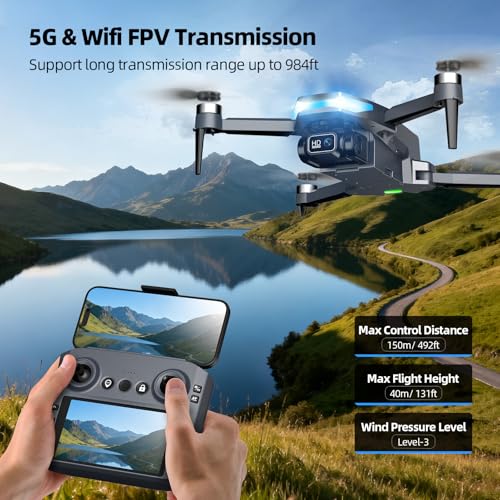 GPS Drone with 2K Camera for Adults, 5G FPV Foldable Drone with 4.5" Screen Controller, Brushless Motor, Tap Fly & Circle Fly, GPS Auto Return, Follow Me, Long Flight Time RC Quadcopter for Beginners - Image 7