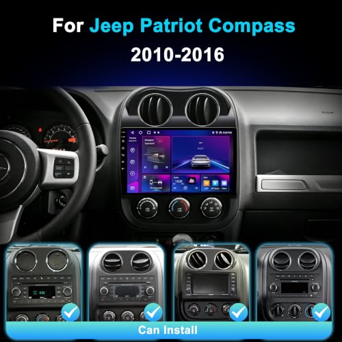 Car Radio Stereo for Jeep Patriot Compass 2010-2016, 10.2 Inch IPS Touchscreen Android 13 64GB, Wireless CarPlay Android Auto, Plug and Play, 1080P Backup Camera, 5G WiFi, GPS, SWC, AM/FM - Image 2