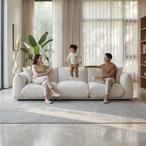 SSC SATISUNCASA 100" Boucle Sofa Couch for Living Room, Cream