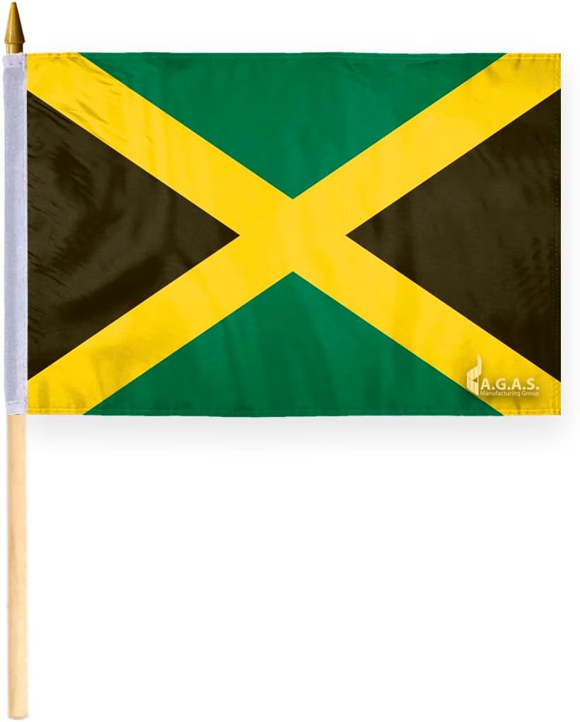 AGAS Jamaica Flag 2x3 ft - Printed Single Sided on 200D Nylon - Stitched Edges - Canvas Header Brass Grommets